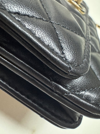 CHANEL woc 24A 琺瑯調節扣 羊皮 黑