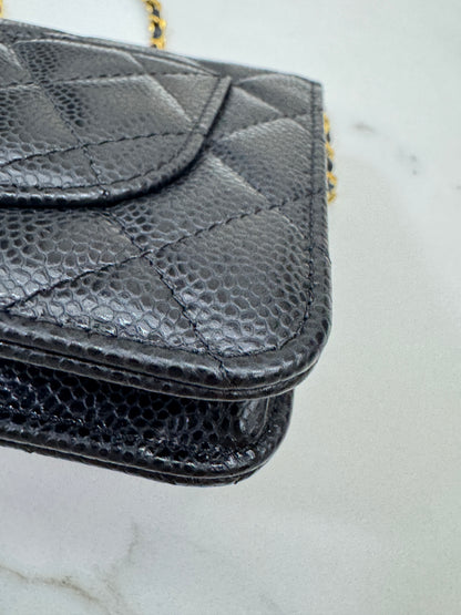 CHANEL Wallet On Chain 黑金牛 新版旋轉扣woc
