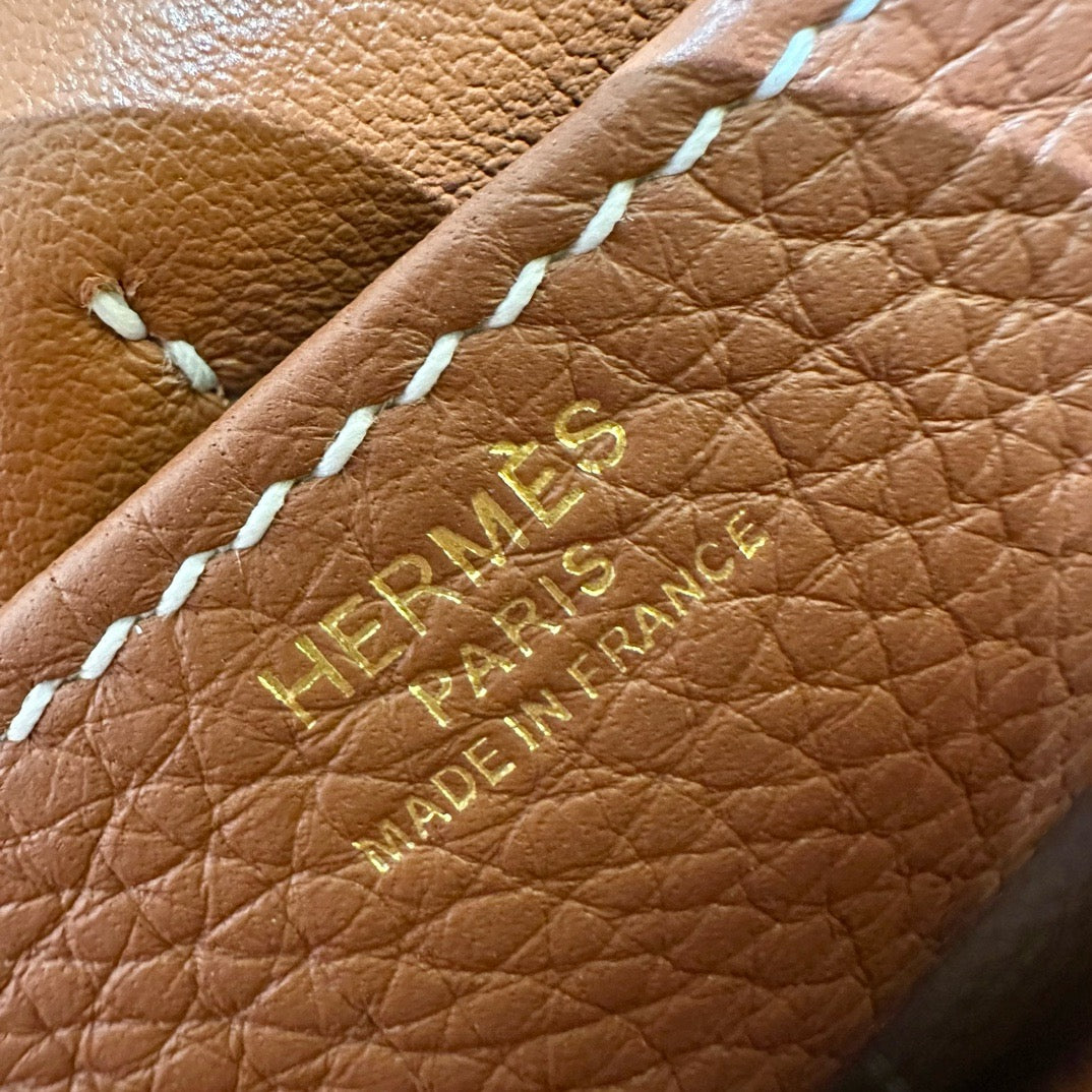 HERMES Halzan 25 金棕色 金扣 Gold TC