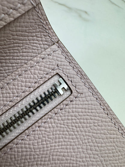 HERMES Bearn Wallet 三摺錢包 夢幻紫銀扣 Epsom Mauve Pale PHW