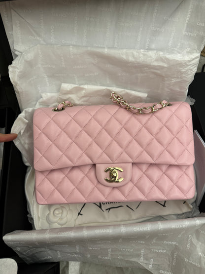 CHANEL CF25 24S櫻花粉牛皮 淺金扣 ［獨家］