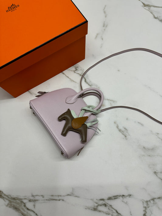 HERMES Mini Bolide 夢幻紫 山羊皮 銀扣 09Mauve Pale