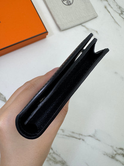 HERMES Bearn Wallet Black Epsom GHW