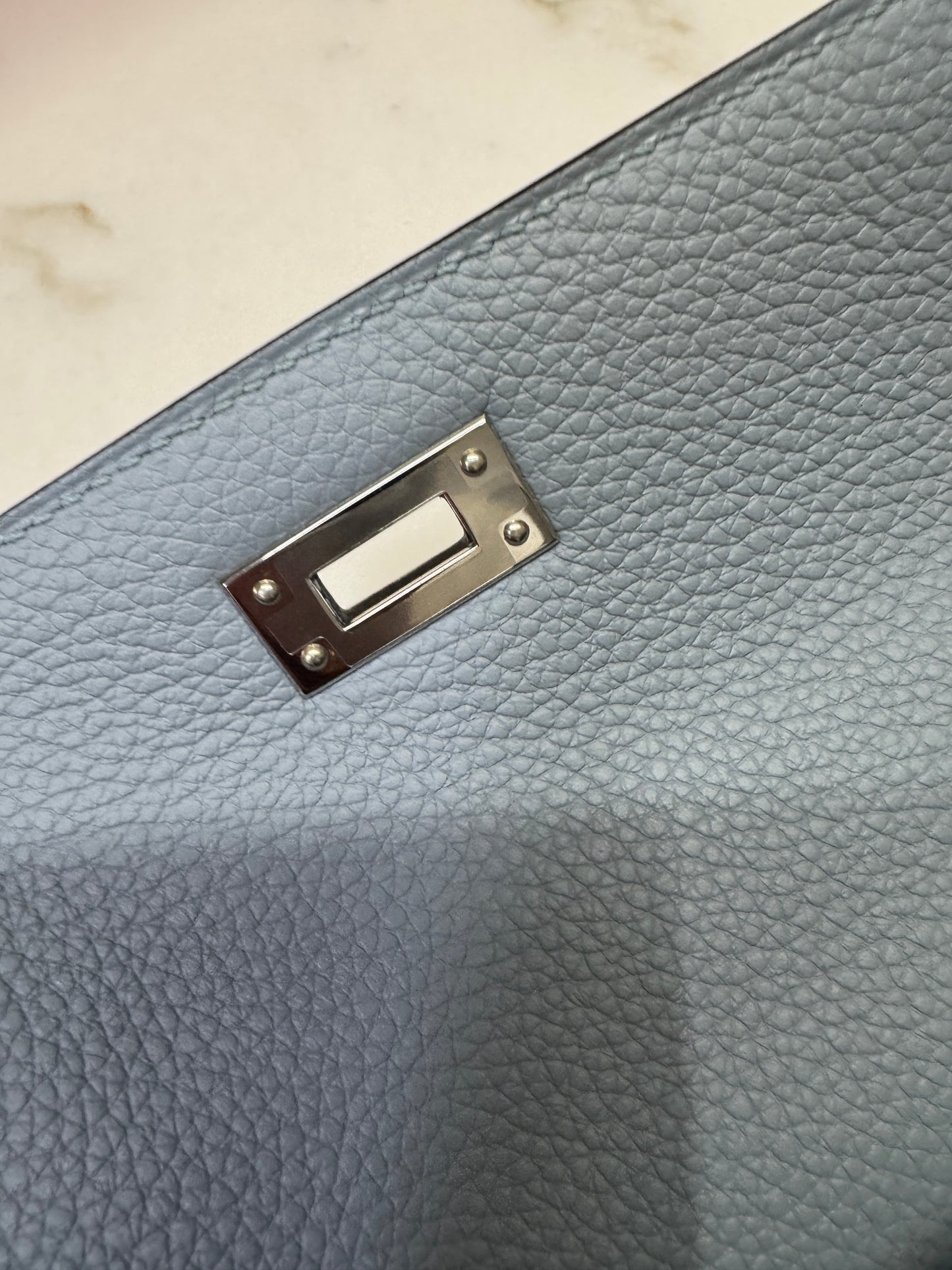 HERMES Kelly 25 亞麻藍 銀扣 內縫 Togo Selier