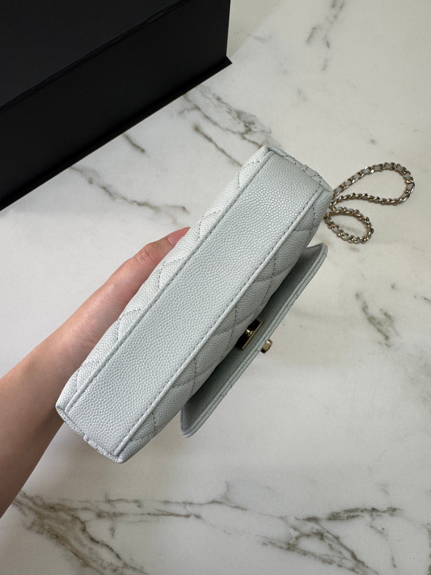 CHANEL 超Mini Coco Handle 24K 灰藍色
