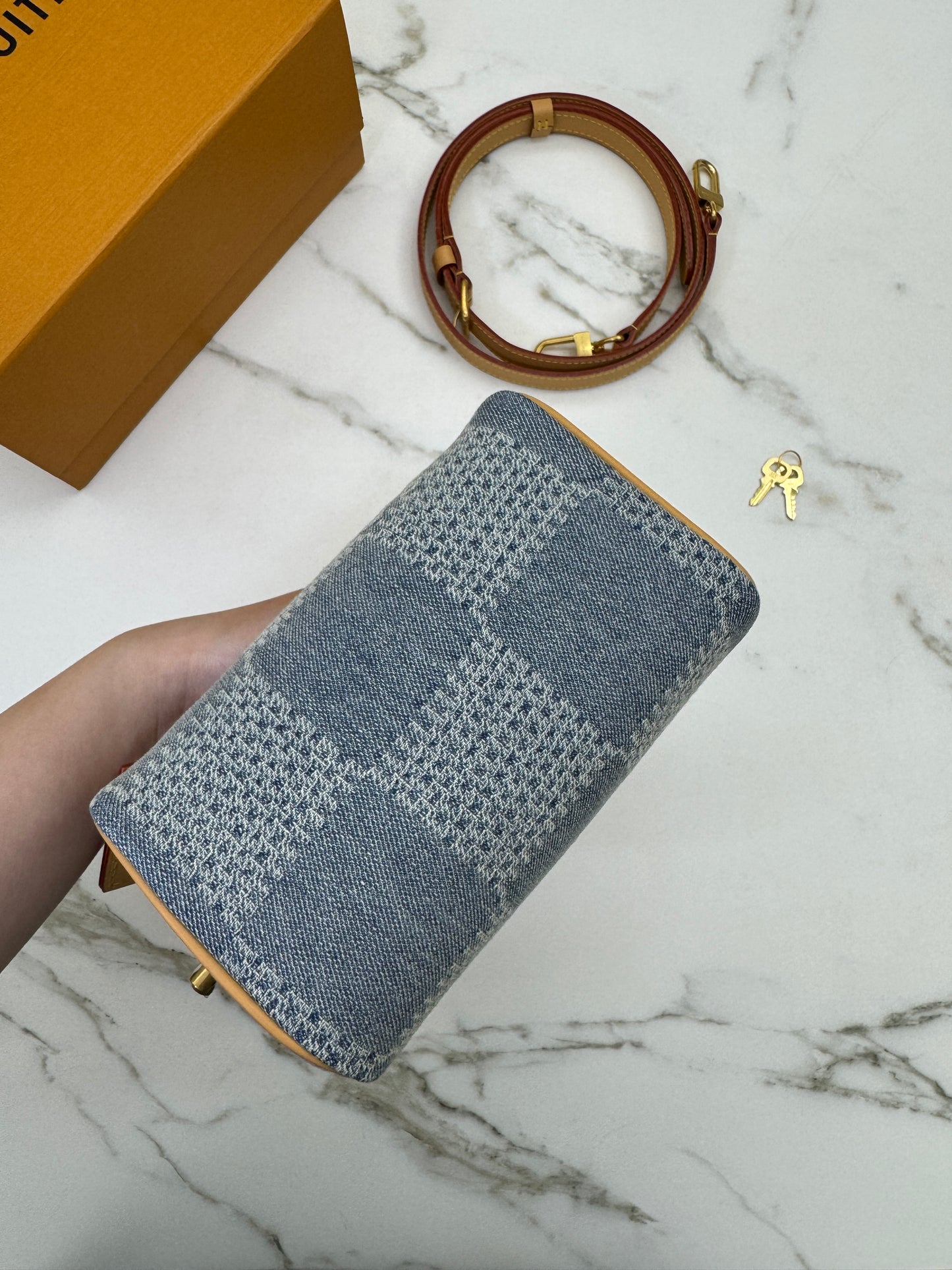 LV Nano Speedy 棋盤格牛仔