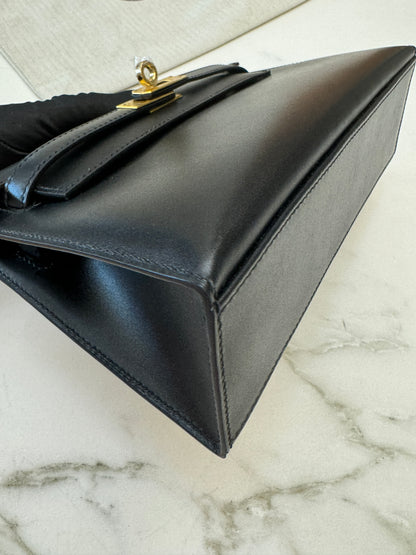 HERMES Mini Kelly I 黑金 Box皮 Kelly Pochette