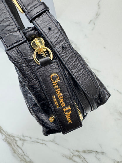 DIOR D-Journey Small 黑色油臘皮