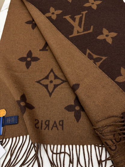 LV Reykjavik Scarf Marron Fonce 100% Cashmere
