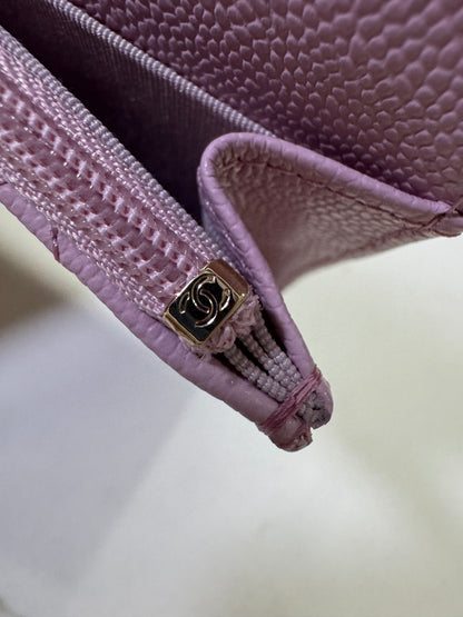 CHANEL 24A粉紫 新版拉鏈 CF Cardholder