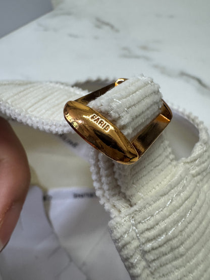 CELINE 凱旋門鴨舌帽 燈芯絨白色