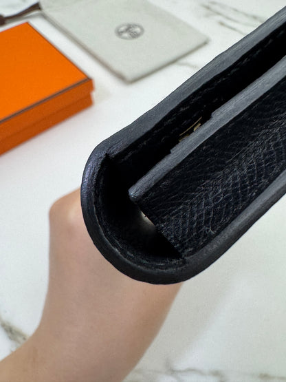 HERMES Bearn Wallet 長款 黑色金扣 Epsom