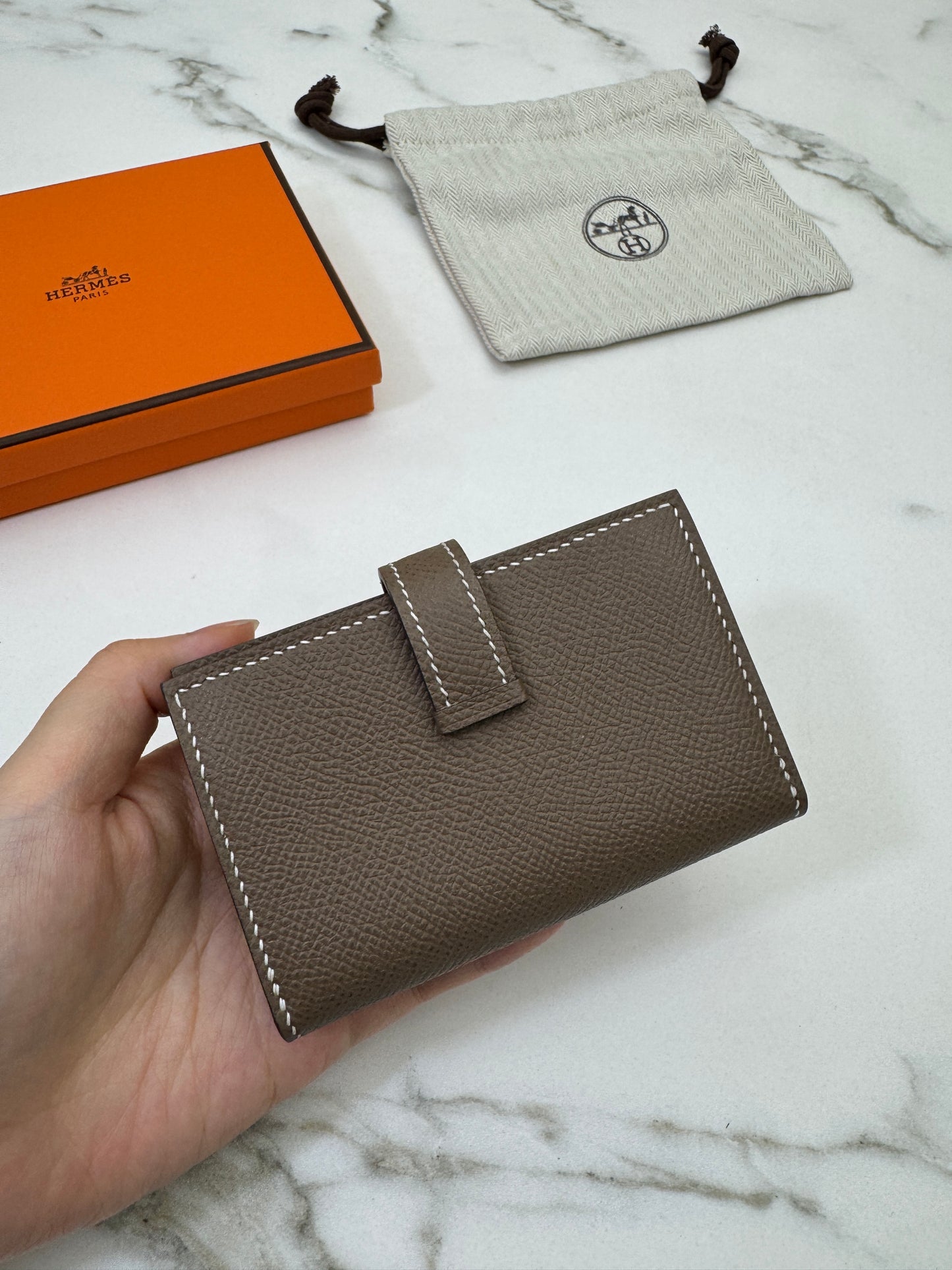 HERMES Bearn Mini Wallet 帶散紙位 大象灰金扣 Etoupe GHW
