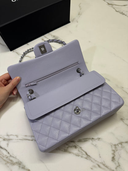 CHANEL CF25 Medium 21K香芋紫銀扣 牛皮 caviar
