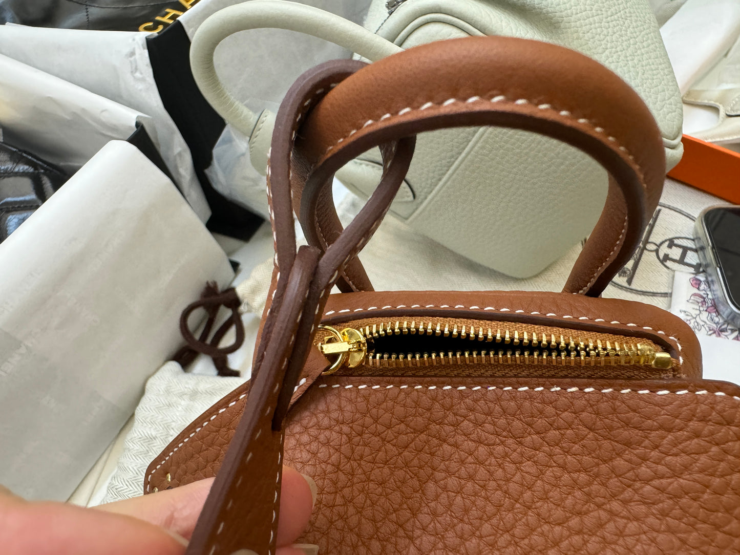 HERMES Mini Lindy 金棕金扣 Gold TC GHD