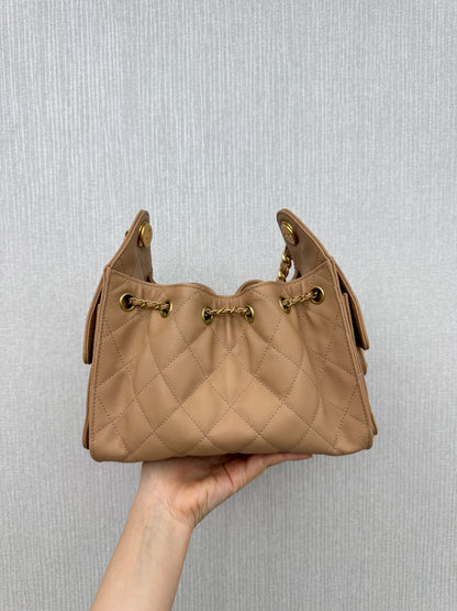 CHANEL Mini 25Bag 奶茶杏荔枝皮 Caviar Calfskin