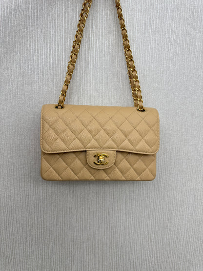 CHANEL CF23 Small 米杏色牛皮金扣 Beige Caviar Calfskin GHW