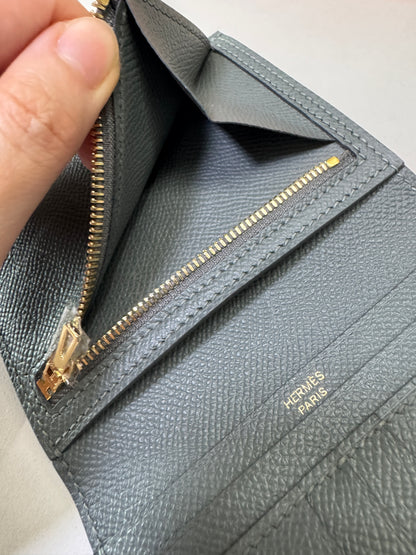 HERMES Bearn Wallet 短錢包 杏仁綠金扣