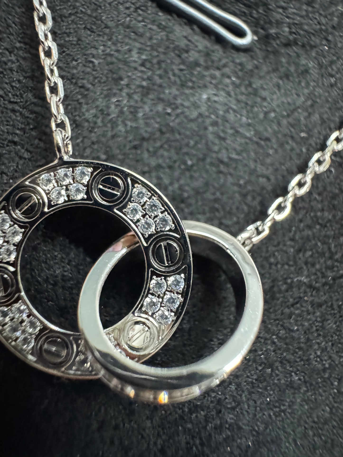 CARTIER Love 滿天星項鏈 白金色 【純銀電鍍18K金+莫桑鑽】