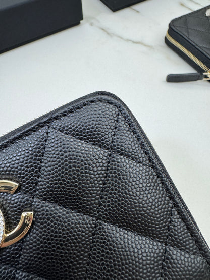 CHANEL 24B半鑽扣 加大零錢包 可放對摺紙幣