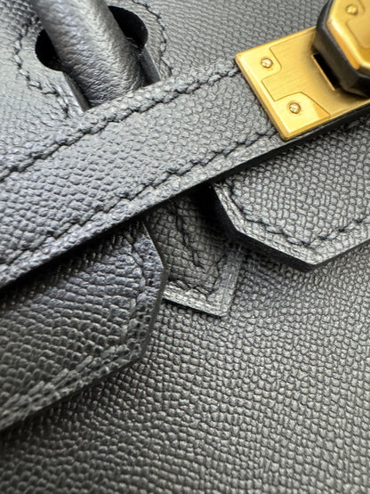 HERMES Birkin 25 黑色 Madame 拉絲金扣 89 Noir Sellier