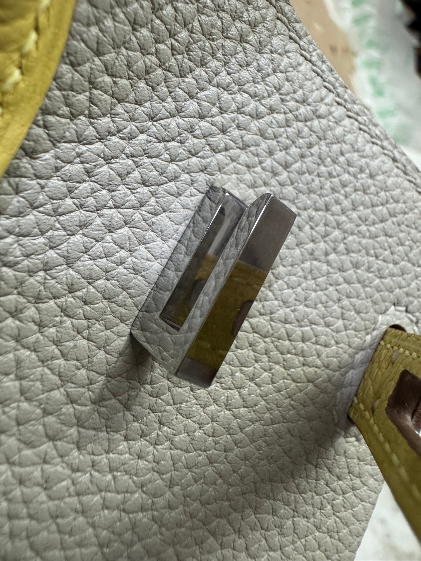 HERMES Birkin25 SO 珍珠灰拼小雞黃 Togo PHW