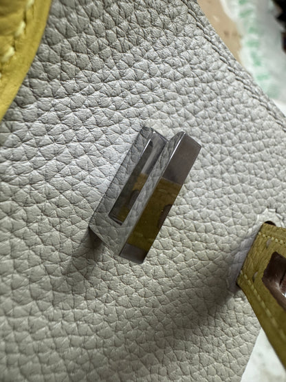 HERMES Birkin25 SO 珍珠灰拼小雞黃 Togo PHW