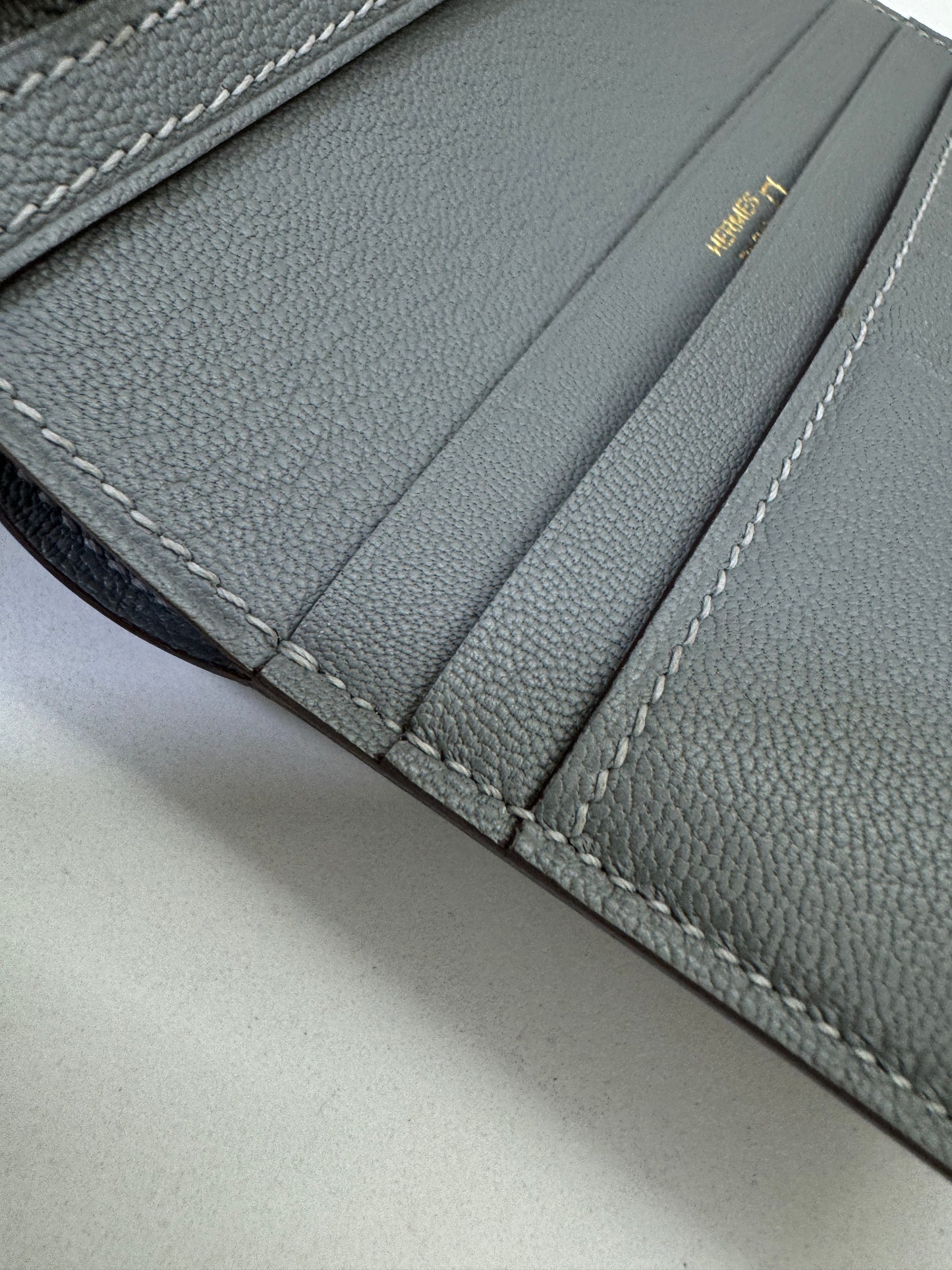 HERMES Bearn Compact Wallet 鱷魚皮珍珠灰金扣 Gris Perle Crocodile GHW