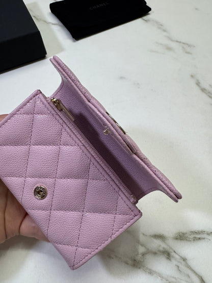CHANEL 24A粉紫 新版拉鏈 CF Cardholder