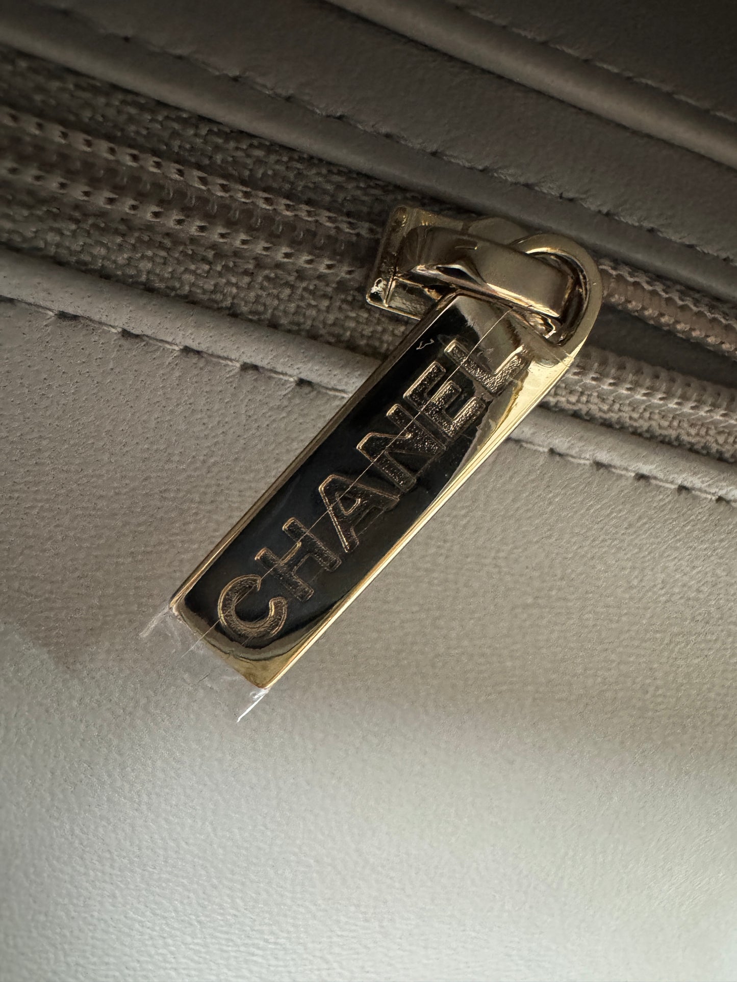 CHANEL Mini CF Handle 25P 淺灰色羊皮
