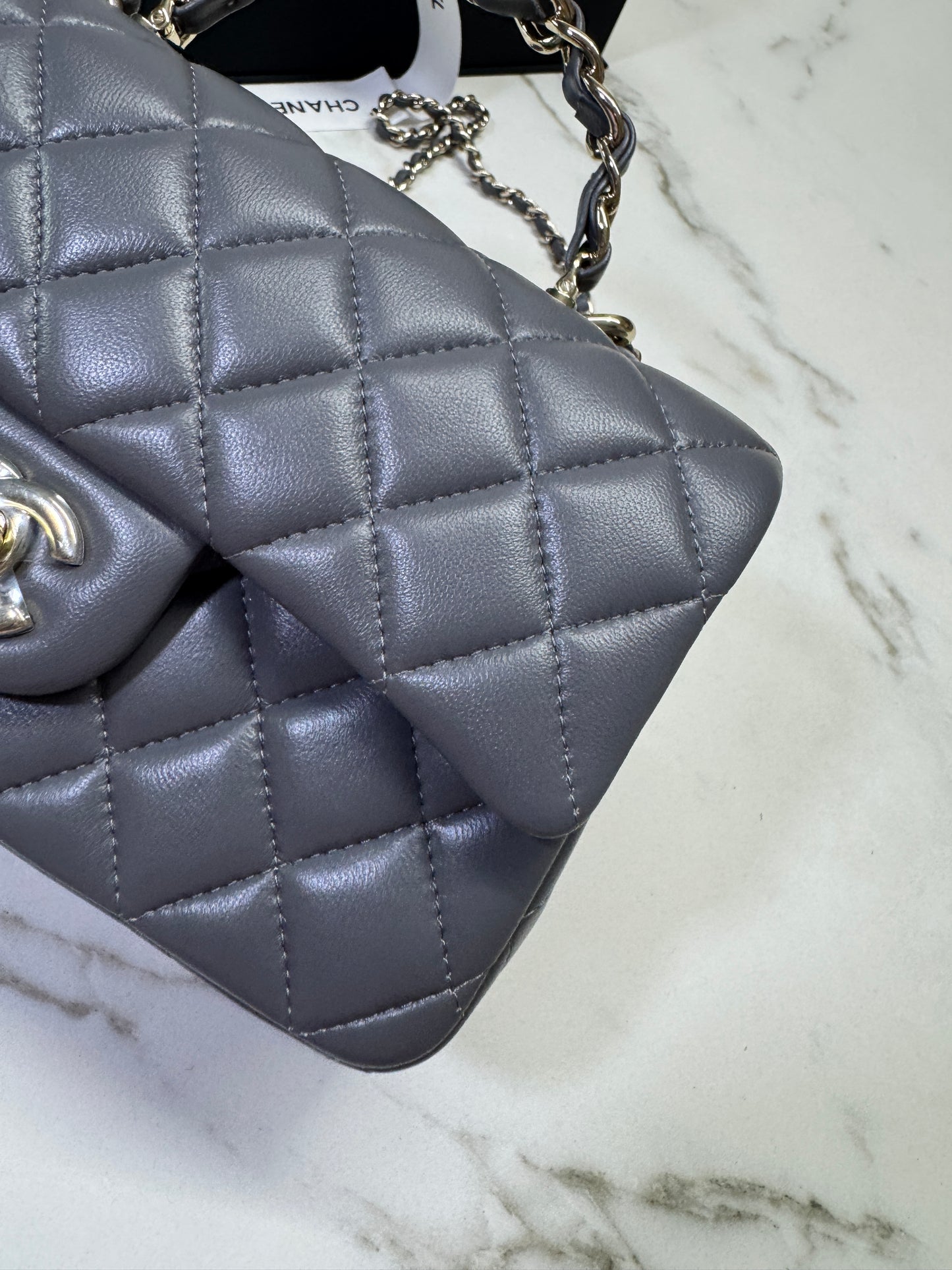 CHANEL 23K Mini CF with Top Handle 手柄CF 深灰色羊皮
