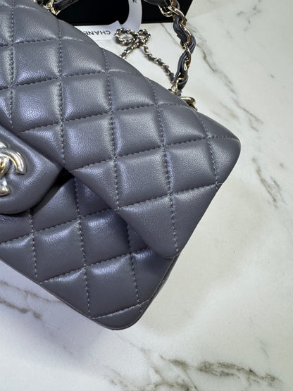 CHANEL 23K Mini CF with Top Handle 手柄CF 深灰色羊皮