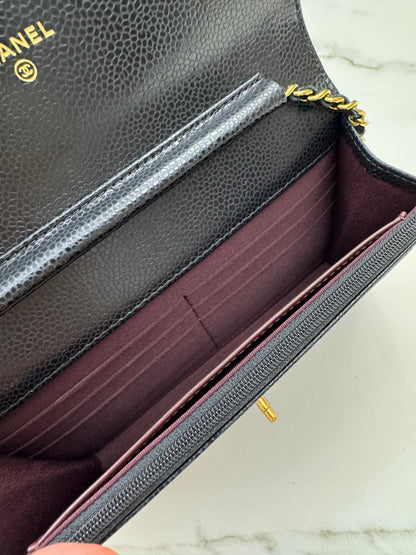 CHANEL Wallet On Chain 黑金牛 新版旋轉扣woc