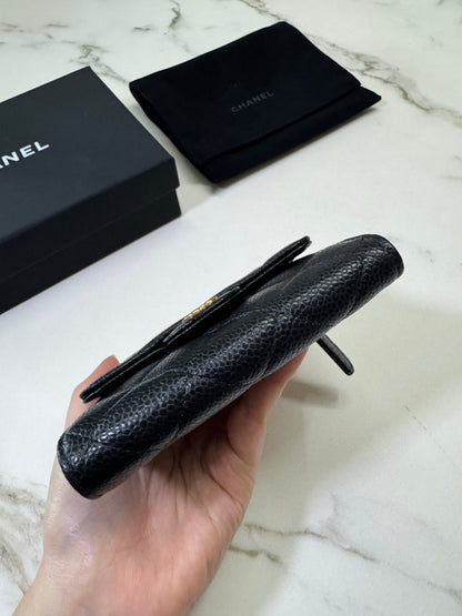 CHANEL CF三摺錢包 黑金牛