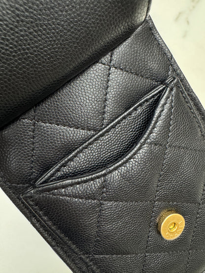 CHANEL Mini 25 Bag 黑色荔枝皮 金扣 Caviar Calfskin GHW