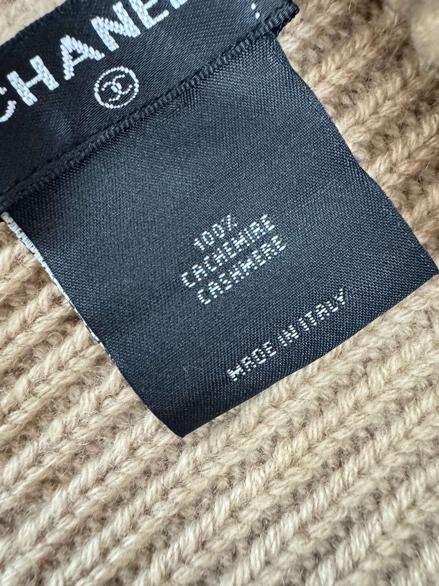 CHANEL 25B 針織羊絨帽 奶茶色