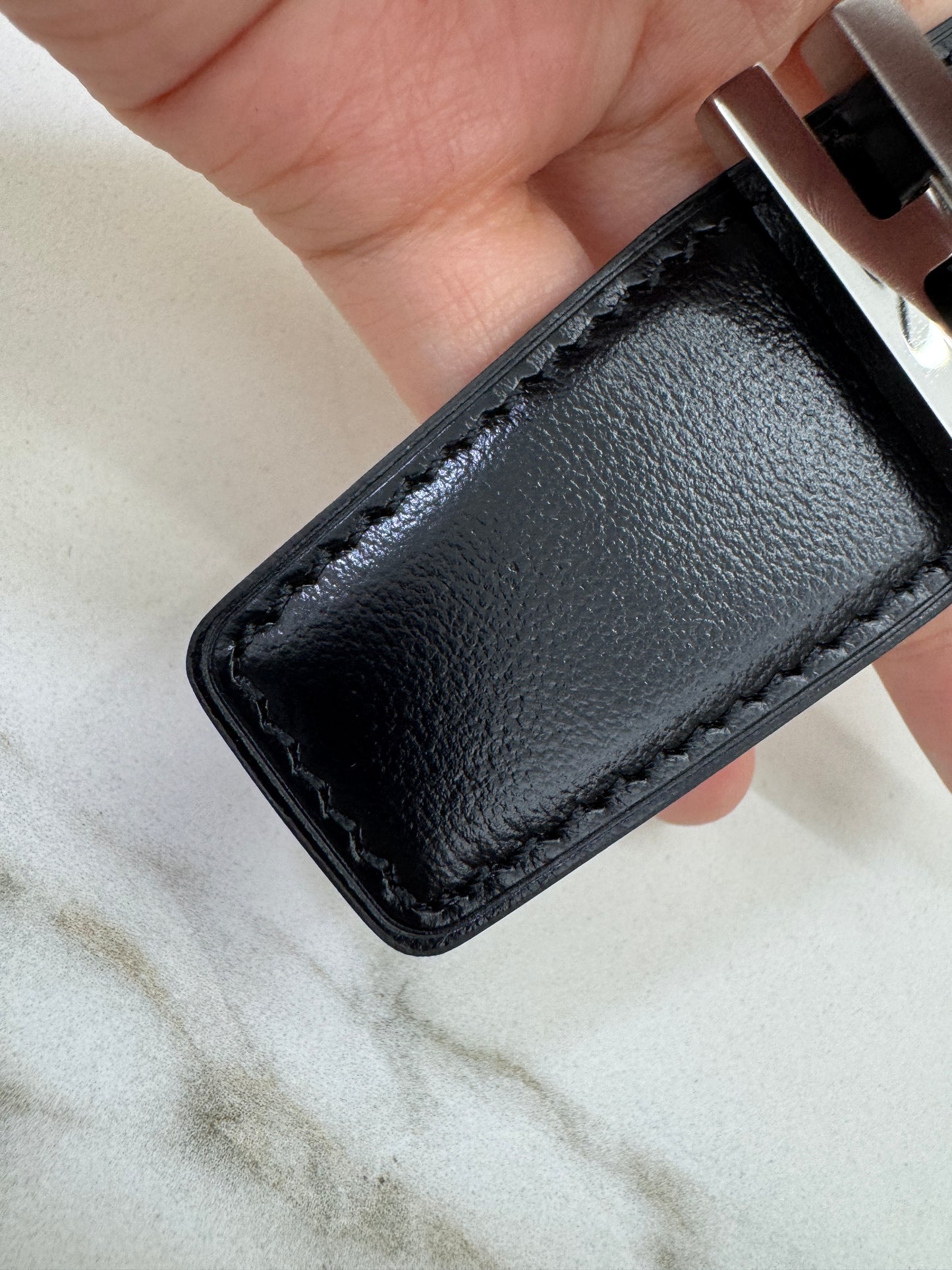 HERMES H au Carre 32mm 雙面皮帶 黑色拼烏木色