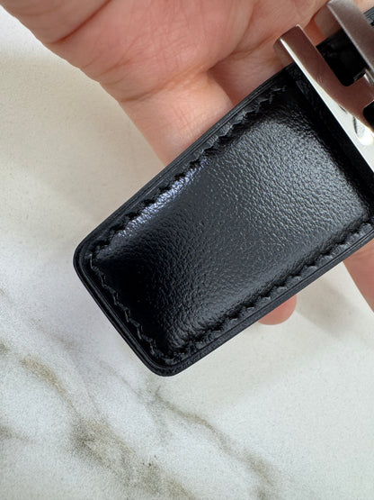 HERMES H au Carre 32mm 雙面皮帶 黑色拼烏木色