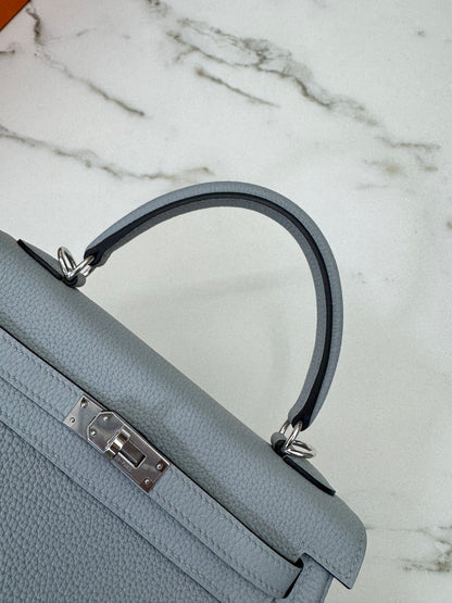 HERMES Kelly 25 Togo內縫 木偶灰銀扣 Gris Pantin PHW
