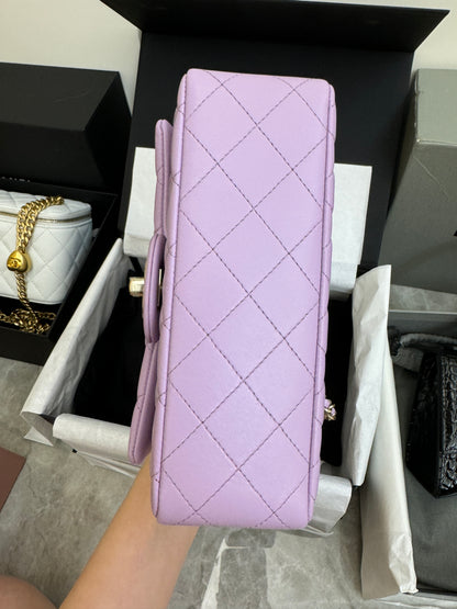 CHANEL mini cf with top handle 粉紫色 24P