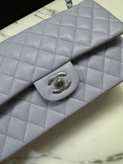 CHANEL CF25 Medium 21K香芋紫銀扣 牛皮 caviar