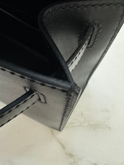 HERMES Mini Kelly I 黑金 Box皮 Kelly Pochette