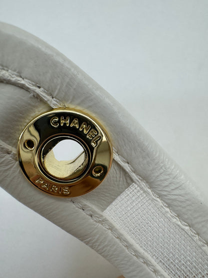 CHANEL 25M Coco Beach 白色網紗 Mary Jane