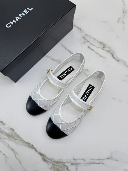 CHANEL 25M Coco Beach 白色網紗 Mary Jane