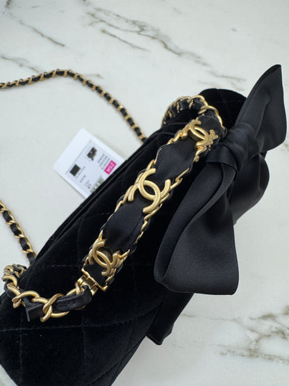 CHANEL 25K 蝴蝶結絲絨 Mini CF Top Handle