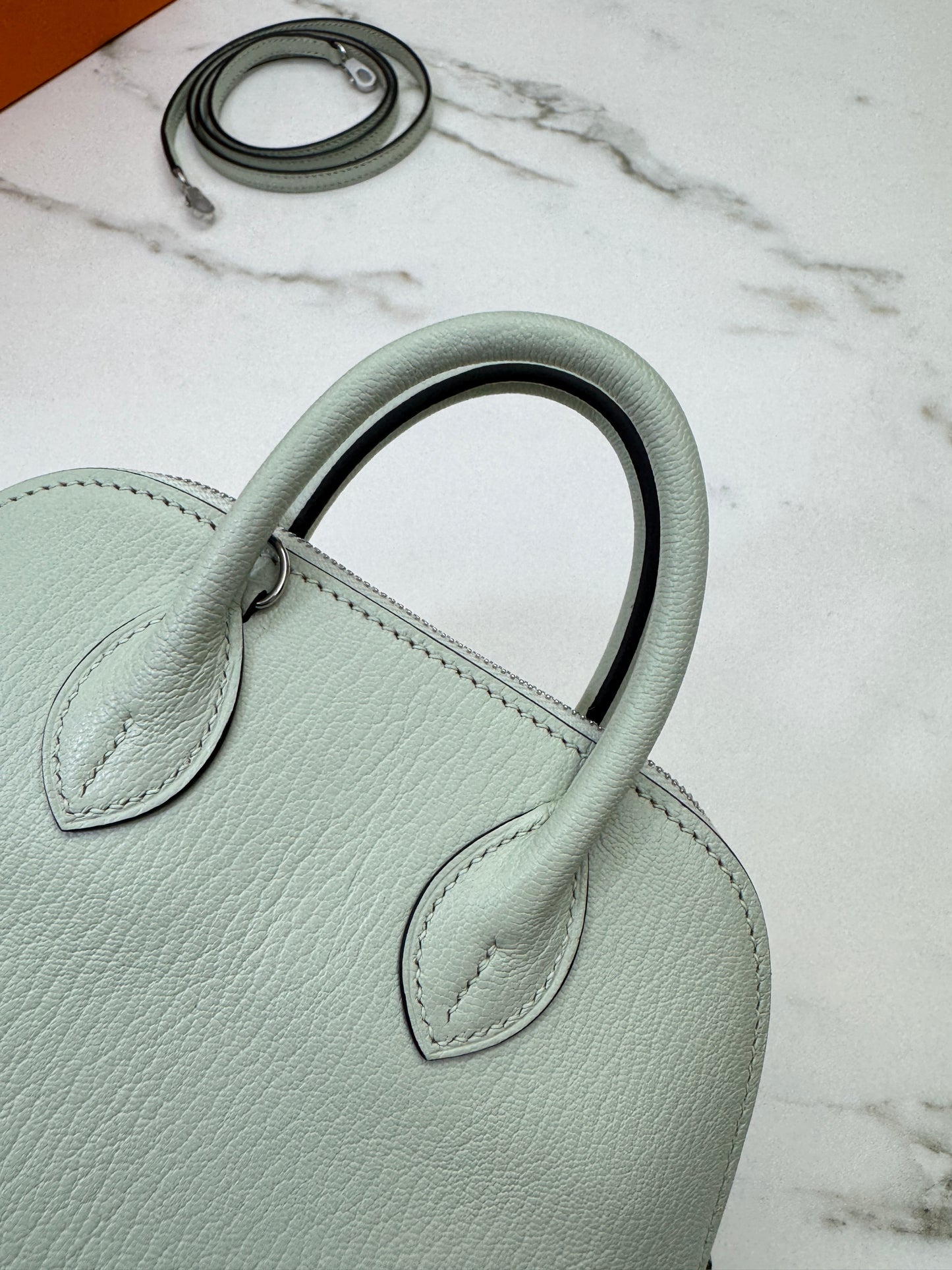 HERMES Mini Bolide 氣泡綠 山羊皮 銀扣 Mysore Vert Fizz PHW