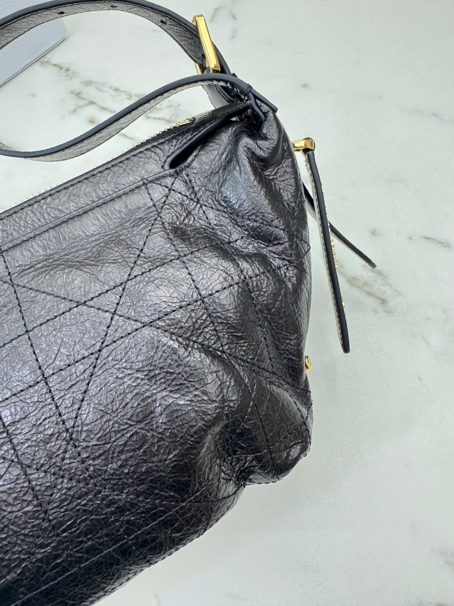 DIOR D-Journey Small 黑色油臘皮