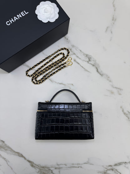 CHANEL 26A 鱷魚壓紋LP盒子 黑色￼