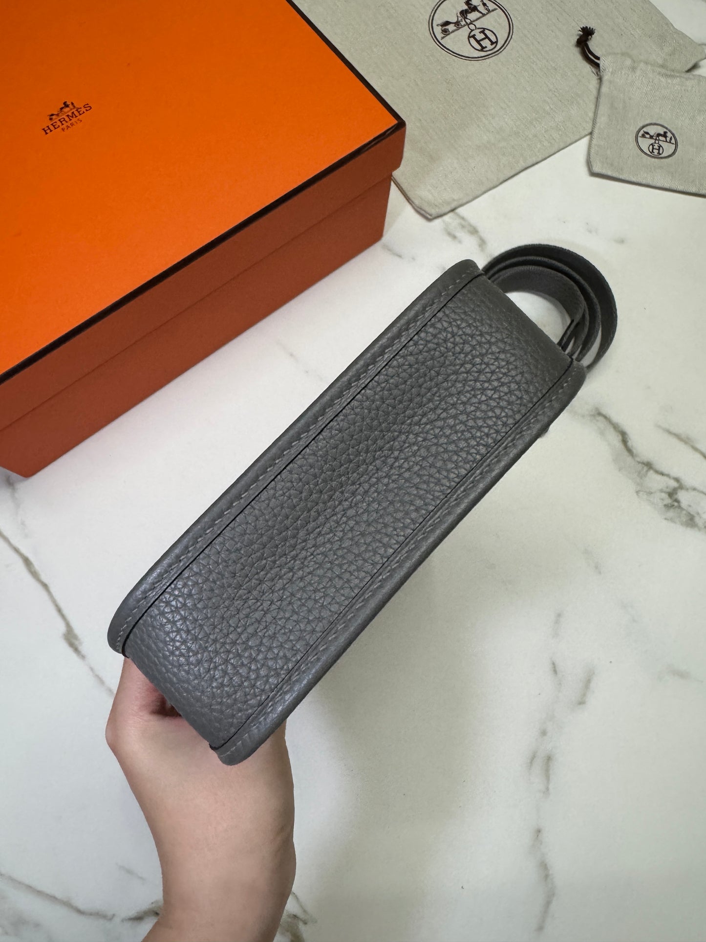 HERMES Mini Evelyn 積雨雲灰 0L Gris Meyer TC 銀扣PHW