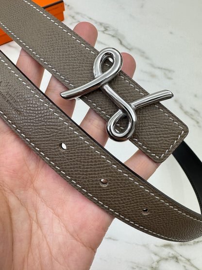 HERMES Cursives 皮帶 大象灰Epsom